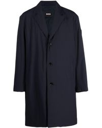 BOSS - Logo-patch Single-breasted Ripstop Coat - Lyst