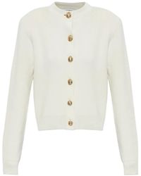 Balmain - Shoulder-Pad Button-Up Wool Cardigan - Lyst