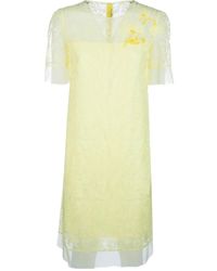 Ermanno Scervino - Midikleid Mit Blumenstickerei - Lyst