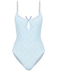 LoveShackFancy - Badpak Met Strikdetail En Kant - Lyst