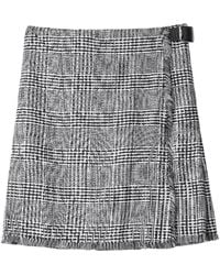 Burberry - Plaid-Check Fringed Miniskirt - Lyst