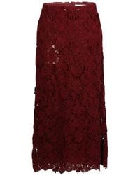 Valentino Garavani - Floral-Lace Midi Skirt - Lyst