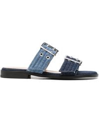 Ganni - Buckle-Detail Double-Strap Sandals - Lyst