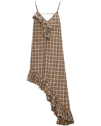 MSGM - Vestido A Cuadros Con Volantes - Lyst