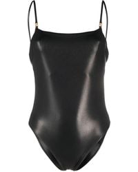 Versace - Greca-detailed Low-back Swimsuit - Lyst