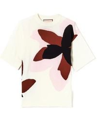 Plan C - T-Shirt À Fleurs En Intarsia - Lyst
