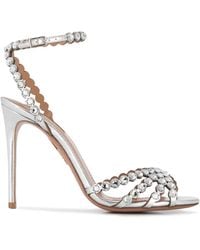 Aquazzura - Studio Sandals With Crystals - Lyst