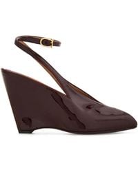 Ferragamo - 90Mm Peep-Toe Wedge Pumps - Lyst