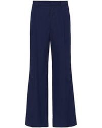 Prada - Enamel Triangle-Logo Wide-Leg Trousers - Lyst