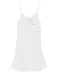 GIUSEPPE DI MORABITO - Pearl-Embellished Crochet-Knit Mini Dress - Lyst