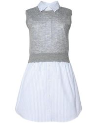 Alexander Wang - Layered Sleeveless Shirt Dress With Knit Top - Lyst