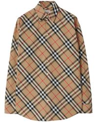 Burberry - Check-pattern Cotton Shirt - Lyst