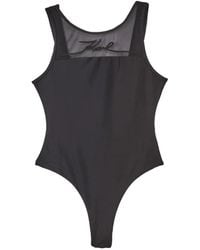 KARL LAGERFELD - Karl Signature Mesh-Panel Swimsuit - Lyst