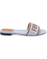Fendi - Sunshine Logo-Patch Denim Sandals - Lyst