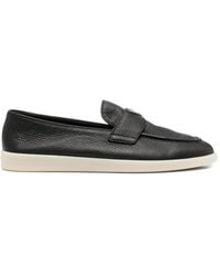 Prada - Logo-Plaque Pebble-Grain Loafers - Lyst