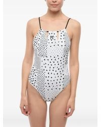 KARL LAGERFELD - Logo-Print Open-Back Swimsuit - Lyst