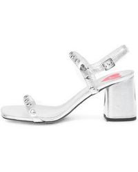 Moschino - Love Heart-Stud Laminated Leather Sandals - Lyst