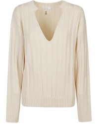 Patrizia Pepe - V-Neck Ribbed Sweater - Lyst