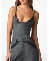 Kiki de Montparnasse - Prince Of Wales Lace-Trim Bustier Top - Lyst
