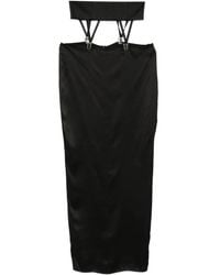 Vestiaire d'un Oiseau Libre - Suspenders-Detail Silk Midi Skirt - Lyst