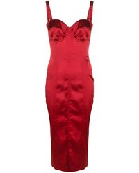 Dolce & Gabbana - Midi-Jurk Met Sweetheart Hals - Lyst