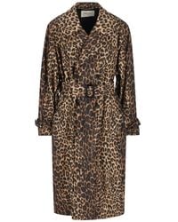 Saint Laurent - Trenchcoat Van Nylon Met Luipaardprint - Lyst