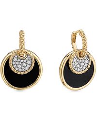 David Yurman - 18kt Yellow Gold Dy Elements Convertible Diamond, Onyx And Mother-of-pearl Drop Earrings - Lyst