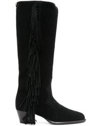 Maje - Fringed Suede Cowboy Boots - Lyst