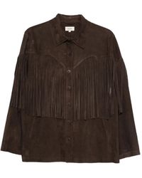 Diega - Suède Blouse Met Franje Detail - Lyst