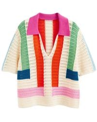 Chinti & Parker - Capri Striped Crochet-stitch Polo Shirt - Lyst