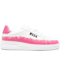 MSGM - Logo-print Leather Sneakers - Lyst