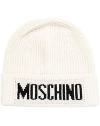 Moschino - Logo-Intarsia Ribbed-Knit Beanie Hat - Lyst