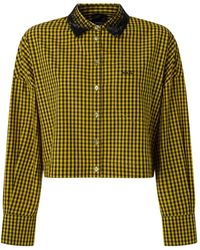 Pinko - Camicia Crop A Quadri Con Scollo Gioiello - Lyst