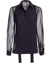 Elie Saab - Hemd aus Seide mit Nadelstreifen - Lyst