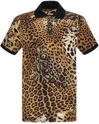 Roberto Cavalli - Leopard-Print Polo Shirt - Lyst