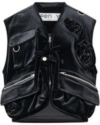 OPEN YY Appliqué Zipup Sweatshirt in Black | Lyst