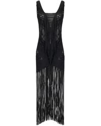 Elisabetta Franchi - Ribbon V-Neck Maxi Dress - Lyst