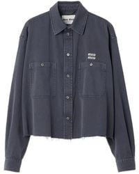 Miu Miu - Raw-Cut Hem Light Denim Shirt - Lyst