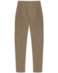 Emporio Armani - Linen Trousers With Stitched Seams On The Legs - Lyst