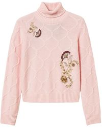 Twinset - Turtleneck Wool Jumper With Floral Embroidery - Lyst