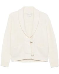 forte_forte - Ribbed-Knit Shawl-Collar Cardigan - Lyst