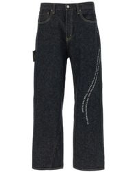 Undercover - People Have The Power Embroidered Curved-Stitch Jeans - Lyst