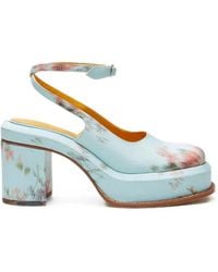 LILI CURIA - Nico Floral-Print Heeled Mules - Lyst