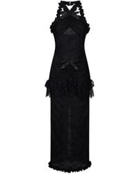 Alessandra Rich - Chantilly Lace Halterneck Maxi Dress - Lyst