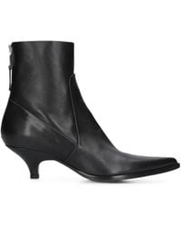 Elena Iachi - Tapered-Toe Leather Ankle Boots - Lyst