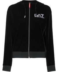 EA7 Fluwelen Trainingsjack - Zwart