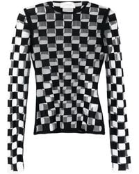 Sportmax - Checkerboard-Print Long-Sleeve Top - Lyst
