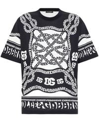 Dolce & Gabbana - T-shirt à manches courtes et imprimé marine - Lyst