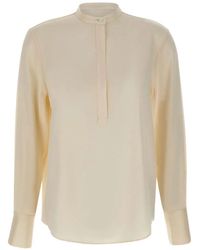 Filippa K - Mandarin-Collar Half-Button Blouse - Lyst