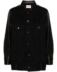 Khaite - Grizzo Leather-Panels Denim Jacket - Lyst